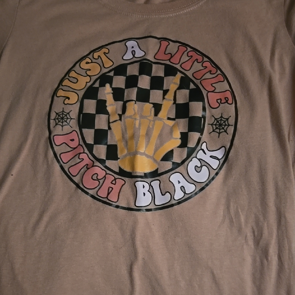 Just A Little Pitch Black Graphic Tee - Pink with Yellow, Black & Pink Print